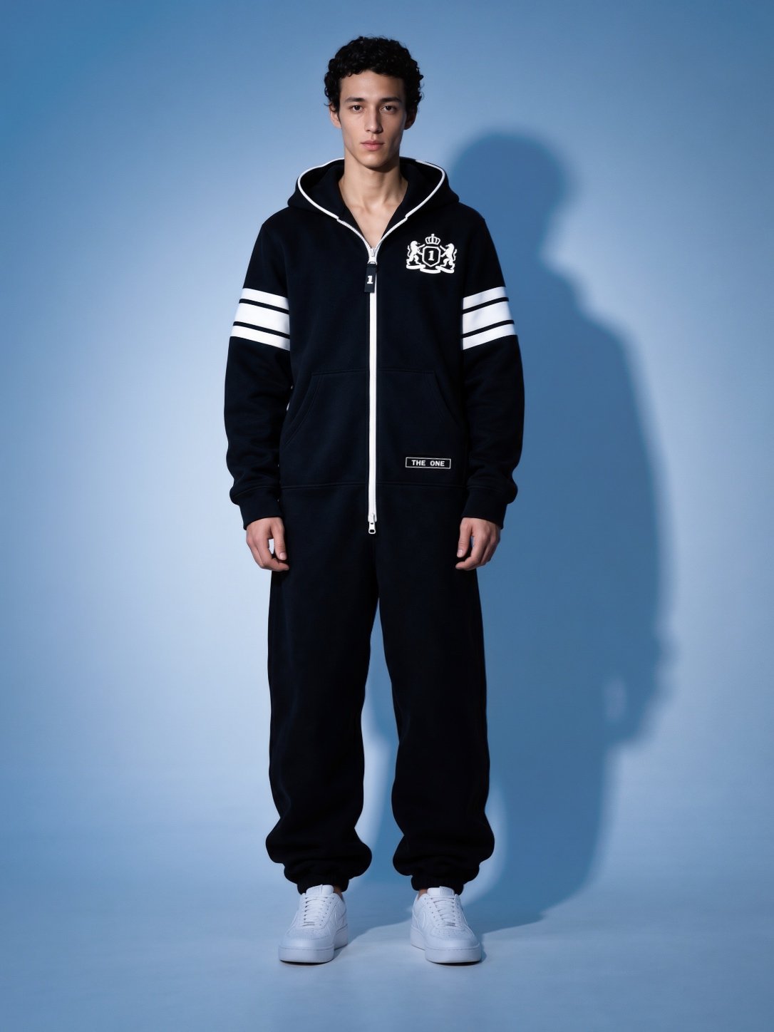 Men's warm fleece-lined jumpsuit 69 black, full length | THE ONE