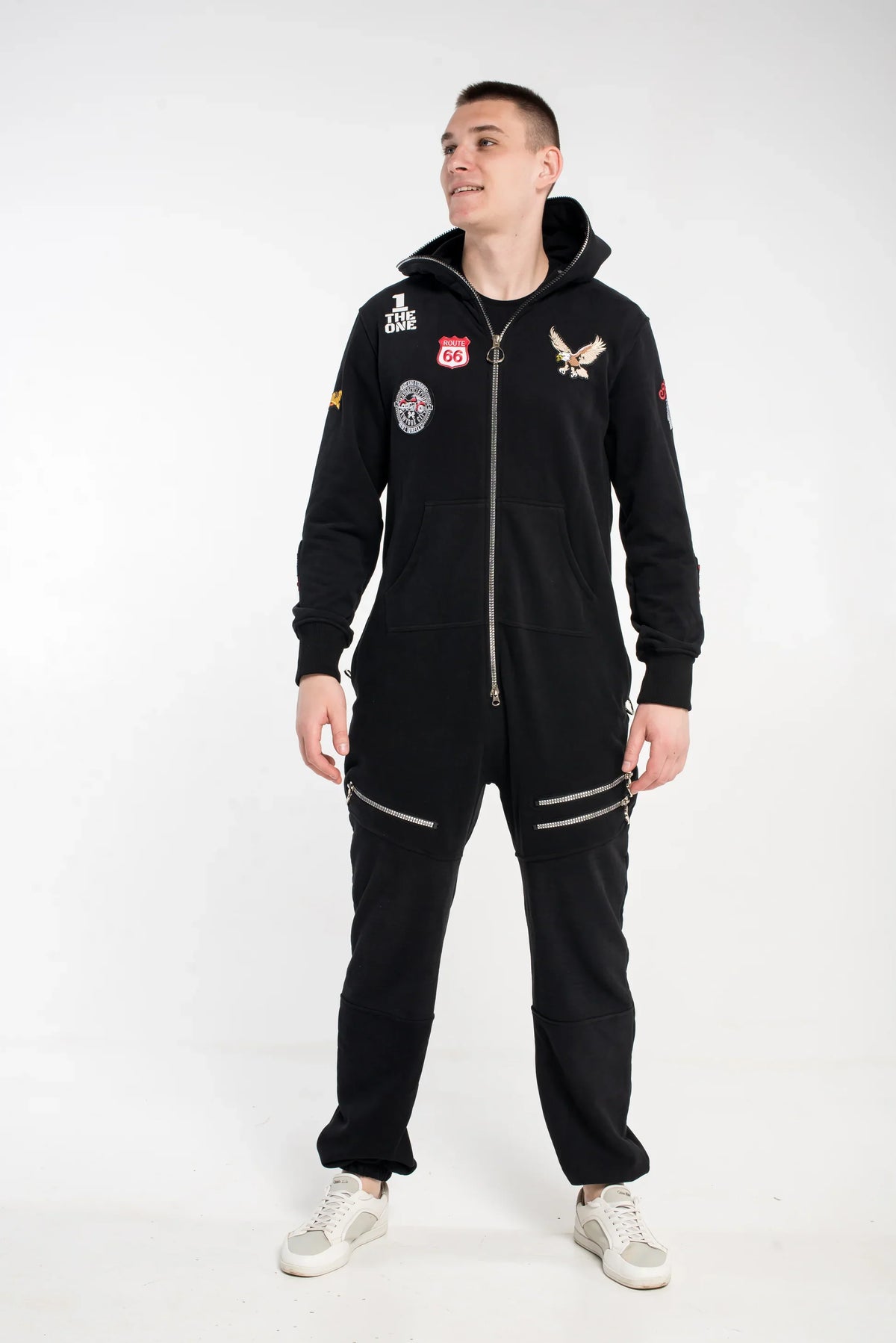 Men's jumpsuit Harley black, full length front | THE ONE