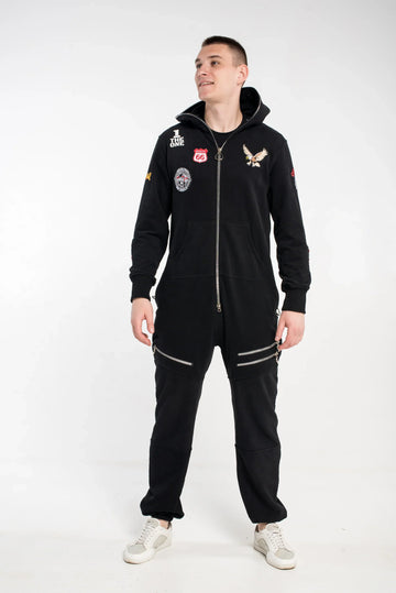 Men's jumpsuit Harley black, full length front | THE ONE