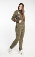 Women's lightweight jumpsuit Harley khaki without fleece | THE ONE