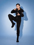 Ninja black jumpsuit, high kick: nothing restricts | THE ONE