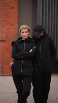 Couple in warm Ninja jumpsuits in black: family look | THE ONE