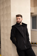 Ninja black jumpsuit with high collar: covers the neck from wind | THE ONE