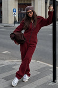 Women's warm jumpsuit Ninja wine on a city walk | THE ONE