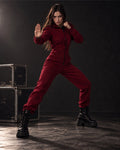 Ninja wine jumpsuit with boots, studio shot | THE ONE