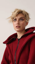 Ninja wine jumpsuit with the big collar, portrait | THE ONE