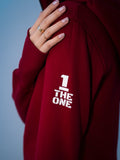 THE ONE logo on the sleeve of the Ninja wine jumpsuit | THE ONE