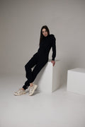 Original navy jumpsuit, sitting: comfortable, nothing presses | THE ONE
