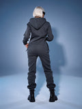 Original graphite jumpsuit, back view: hood, back and lower back covered | THE ONE