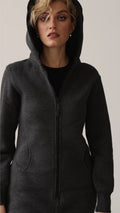 Original graphite jumpsuit with hood up: warm and cozy | THE ONE