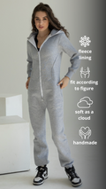 Original grey jumpsuit: fleece lining, fits the figure, soft as a cloud | THE ONE