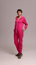 Women's warm fleece-lined jumpsuit Original pink, full length | THE ONE