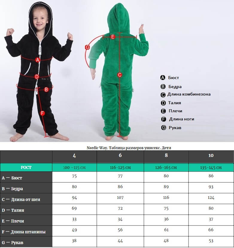 Size chart kids Nordic Way