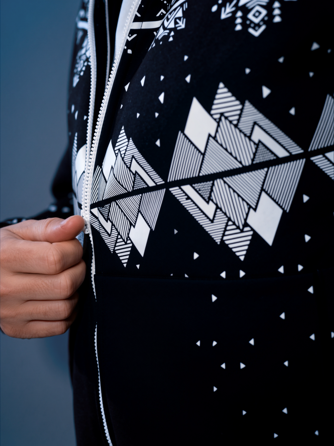 THE ONE Snowy black warm jumpsuit, print detail