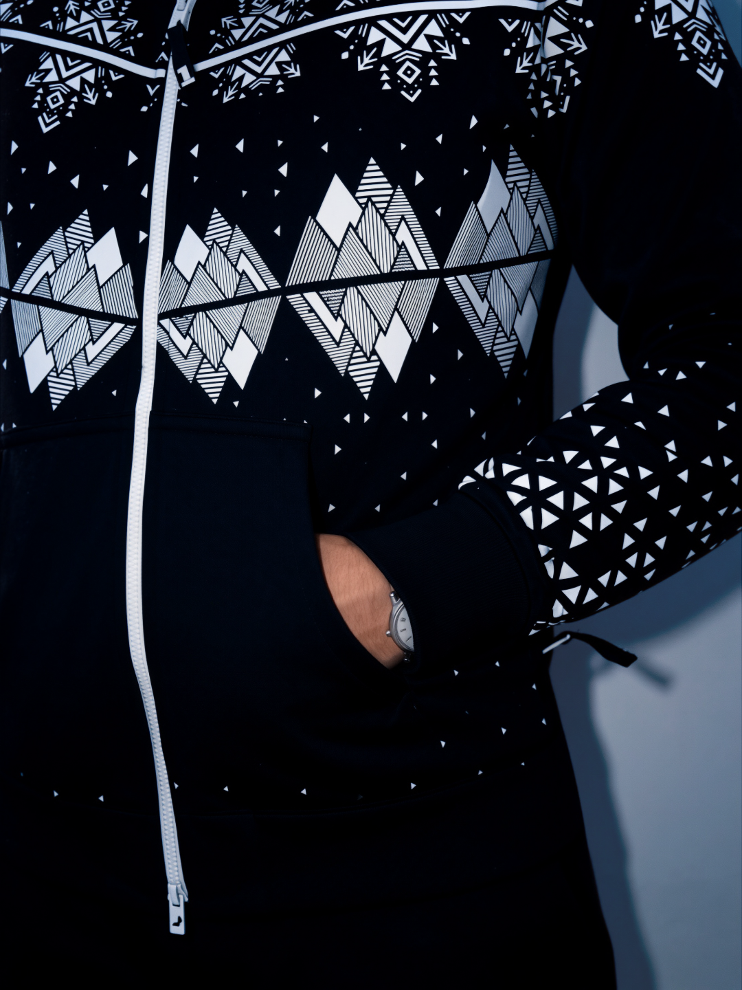 THE ONE Snowy black warm jumpsuit, print detail