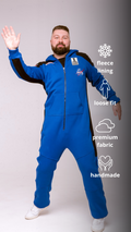 Men's warm fleece-lined jumpsuit Space X blue: loose fit, soft fabric | THE ONE
