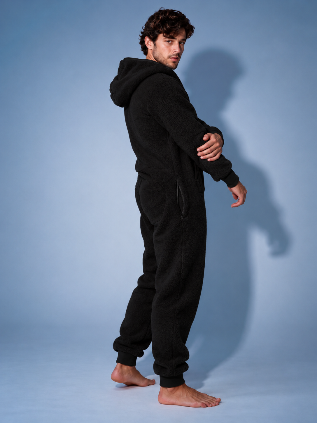 THE ONE Teddy plush jumpsuit black, men