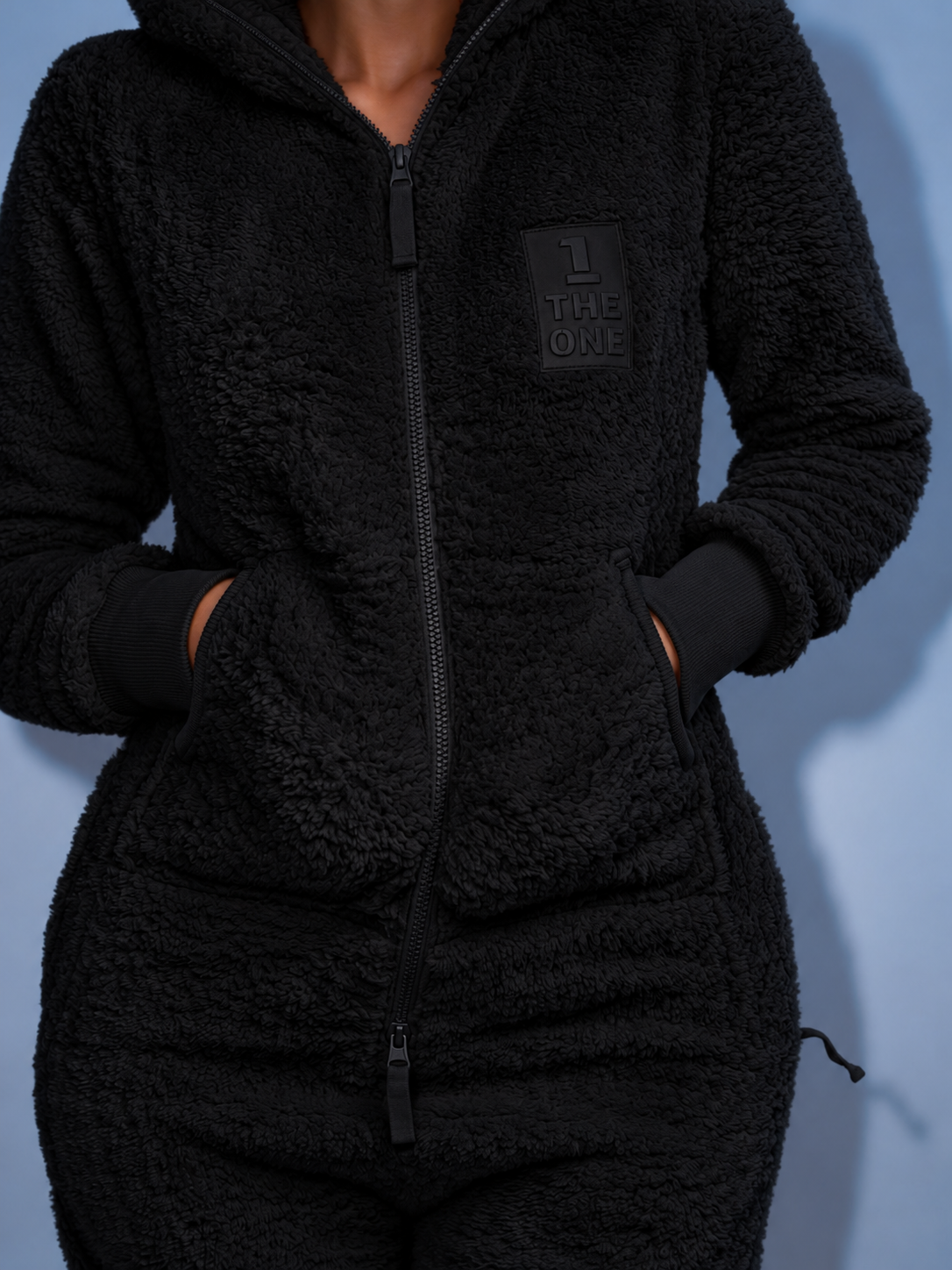 THE ONE Teddy plush jumpsuit black, women