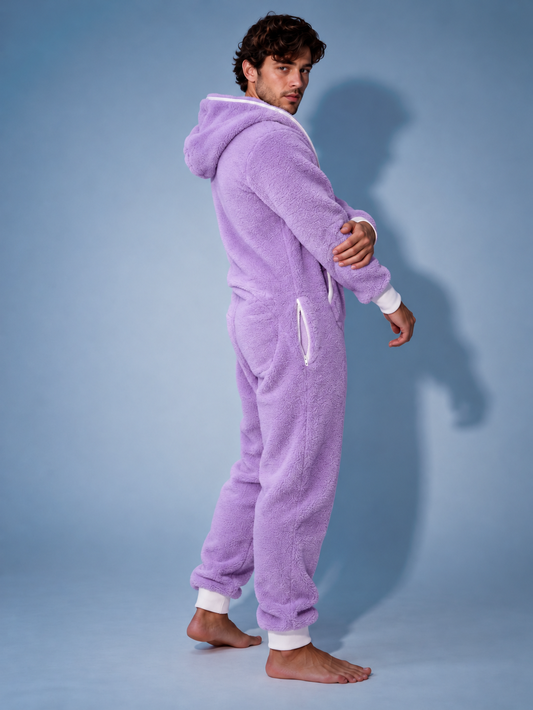 THE ONE Teddy plush jumpsuit purple, men