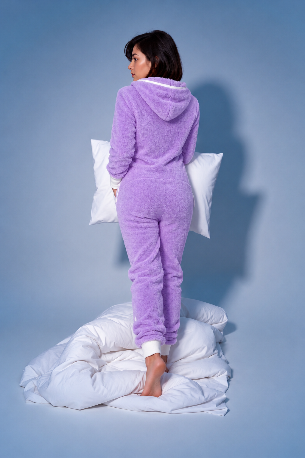 THE ONE Teddy plush jumpsuit purple, women